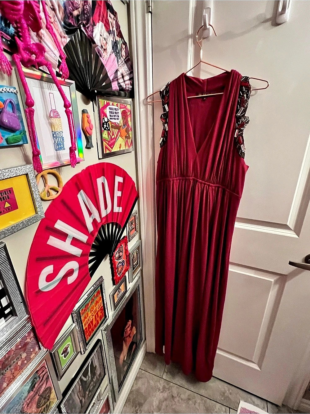 Ranna Gill Maxi Dress in Burgundy Size Medium